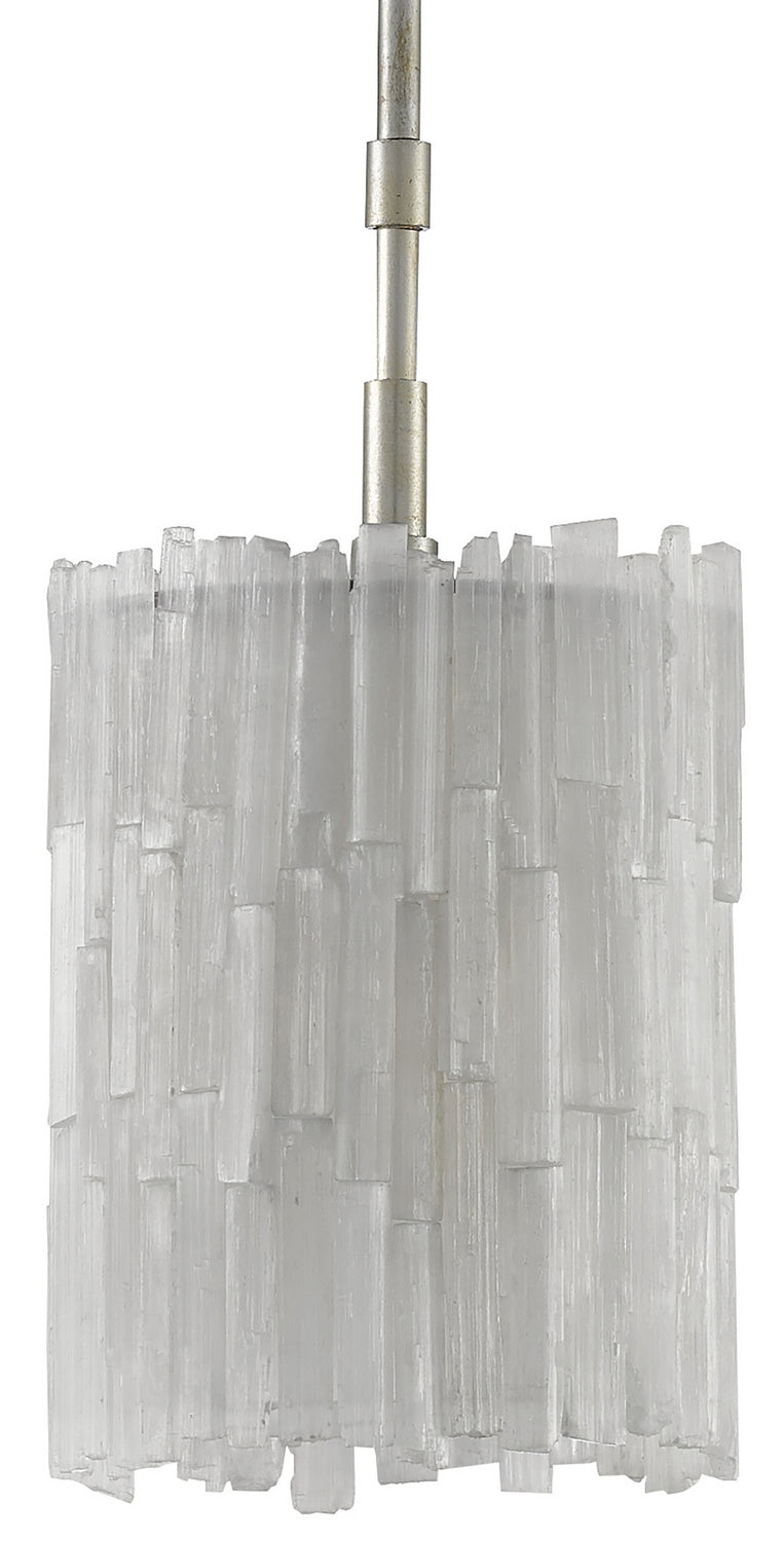 Currey and Company 9000-0344 One Light Pendant, Natural/Chinois Silver Leaf
