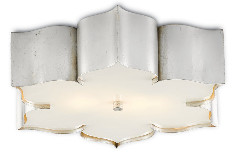 Currey and Company 9999-0042 Two Light Flush Mount, Contemporary Silver Leaf