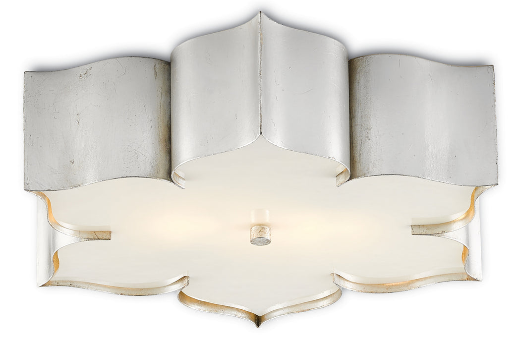 Currey and Company 9999-0042 Two Light Flush Mount, Contemporary Silver Leaf