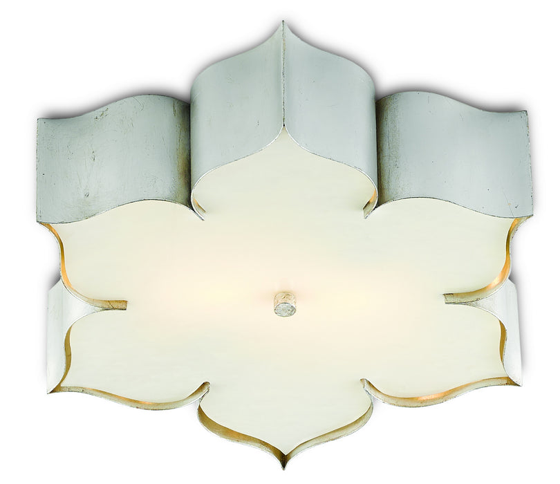 Currey and Company 9999-0042 Two Light Flush Mount, Contemporary Silver Leaf