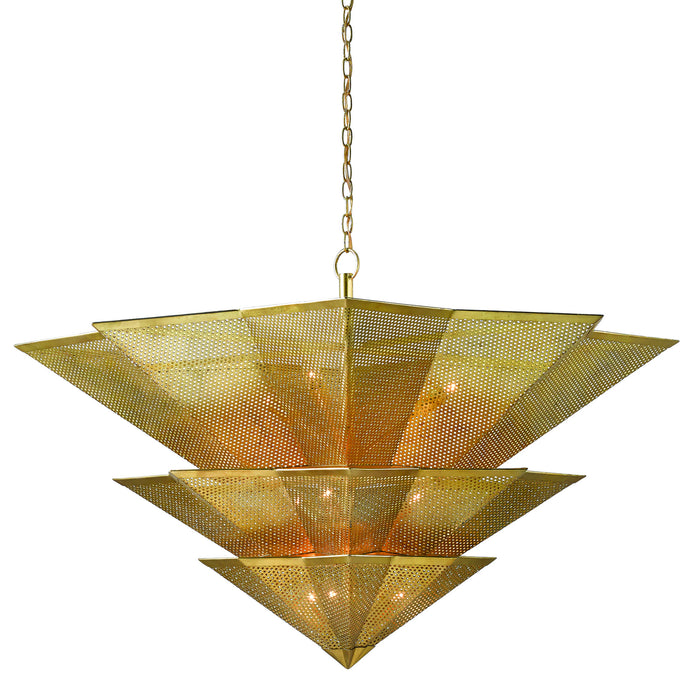 Currey and Company 9000-0359 Nine Light Chandelier, Antique Gold Leaf