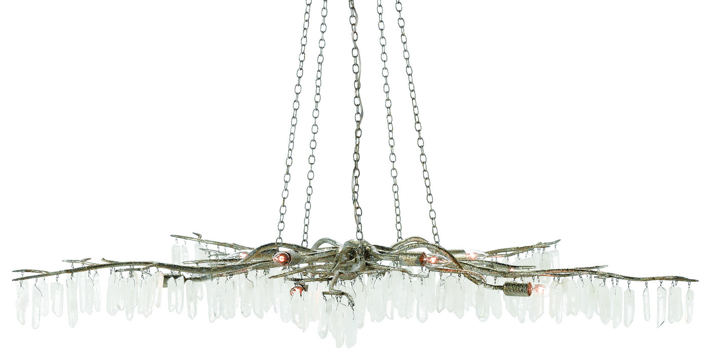 Currey and Company 9000-0368 Ten Light Chandelier, Textured Silver/Natural