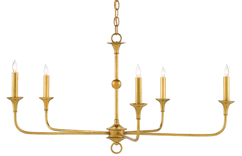 Currey and Company 9000-0369 Five Light Chandelier, Contemporary Gold Leaf