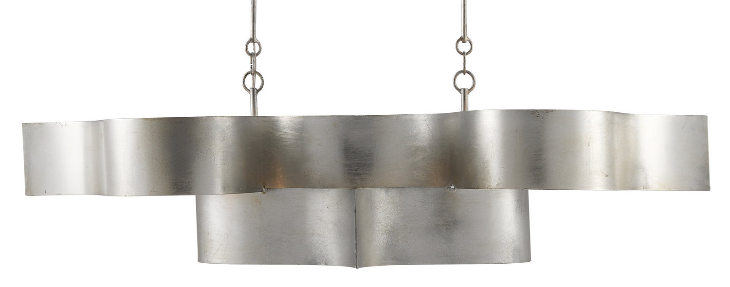 Currey and Company 9000-0372 Six Light Chandelier, Contemporary Silver Leaf