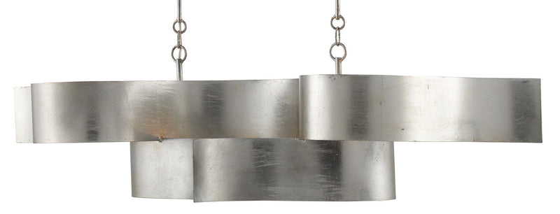 Currey and Company 9000-0372 Six Light Chandelier, Contemporary Silver Leaf