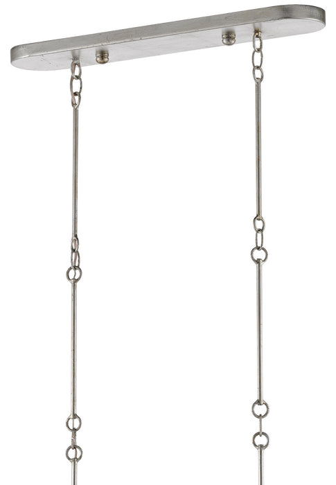 Currey and Company 9000-0372 Six Light Chandelier, Contemporary Silver Leaf