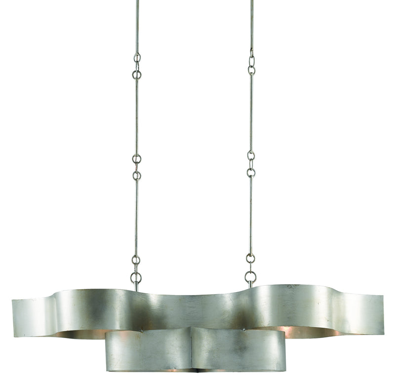 Currey and Company 9000-0372 Six Light Chandelier, Contemporary Silver Leaf