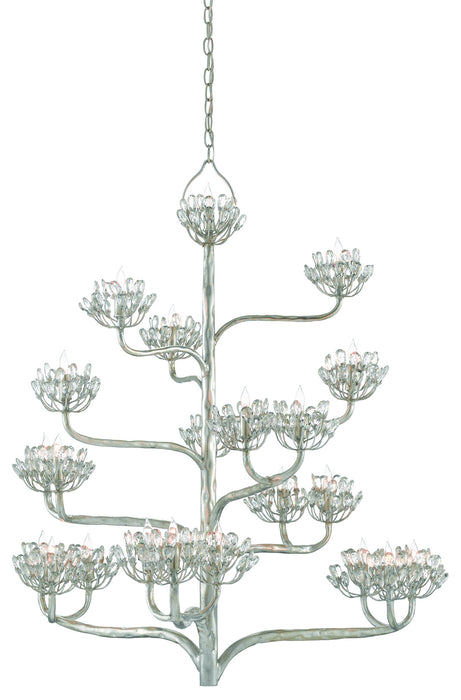Currey and Company 9000-0373 22 Light Chandelier, Contemporary Silver Leaf