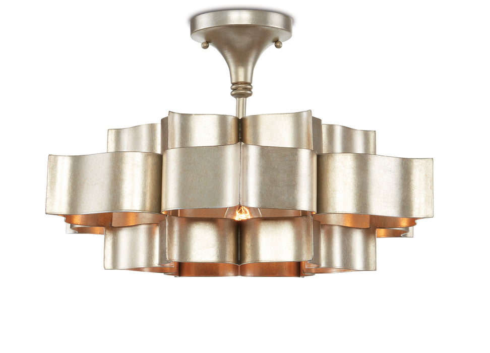 Currey and Company 9000-0374 One Light Chandelier, Contemporary Silver Leaf