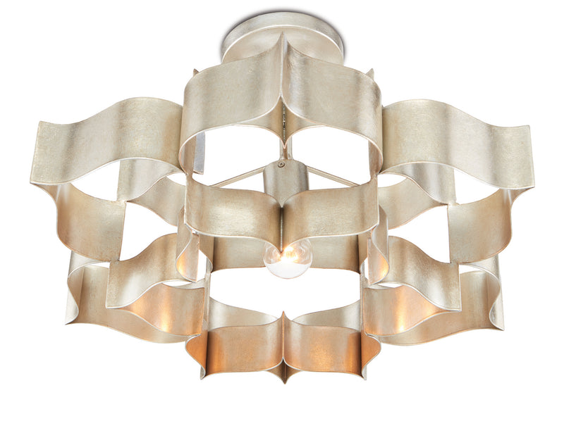 Currey and Company 9000-0374 One Light Chandelier, Contemporary Silver Leaf