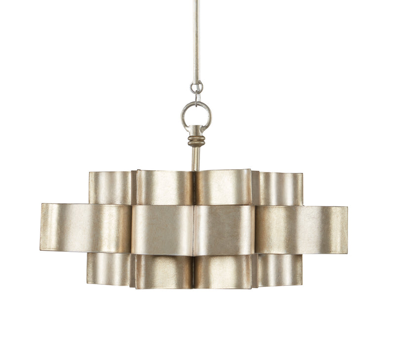 Currey and Company 9000-0374 One Light Chandelier, Contemporary Silver Leaf