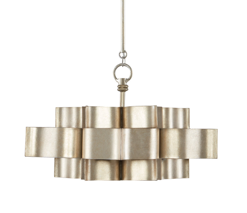 Currey and Company 9000-0374 One Light Chandelier, Contemporary Silver Leaf