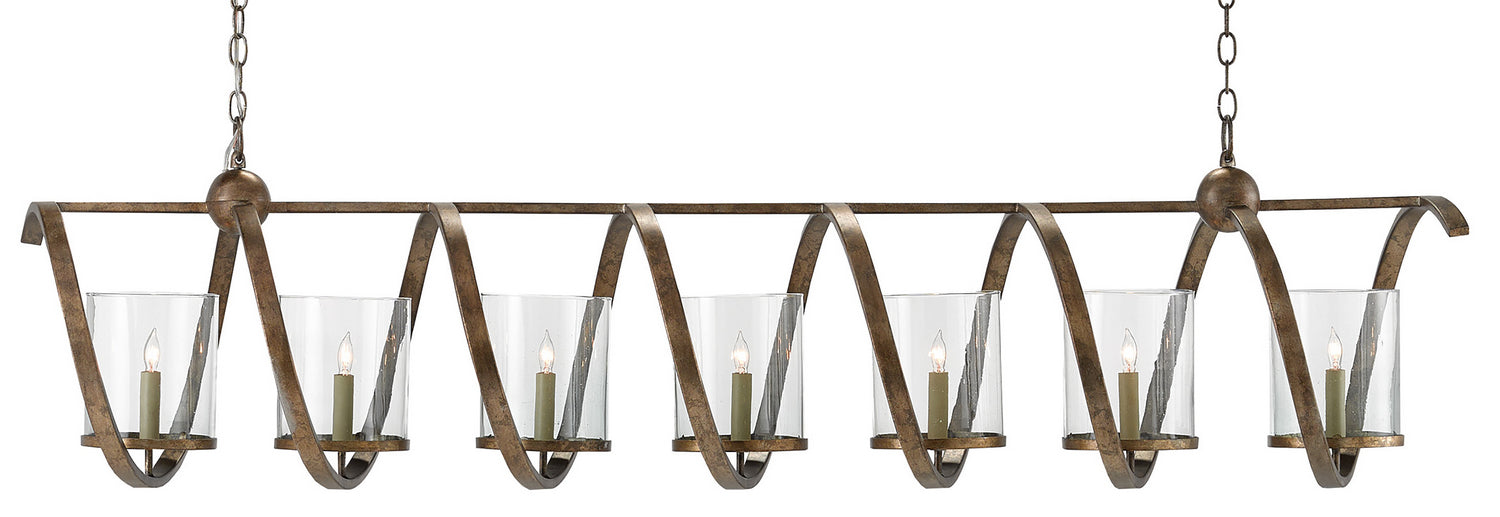 Currey and Company 9000-0263 Seven Light Chandelier, Pyrite Bronze