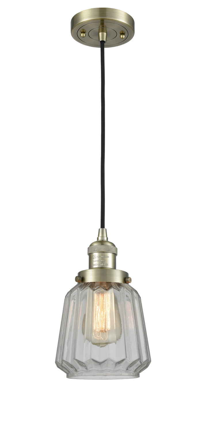 Innovations 201C-AB-G142 One Light Mini Pendant, Antique Brass