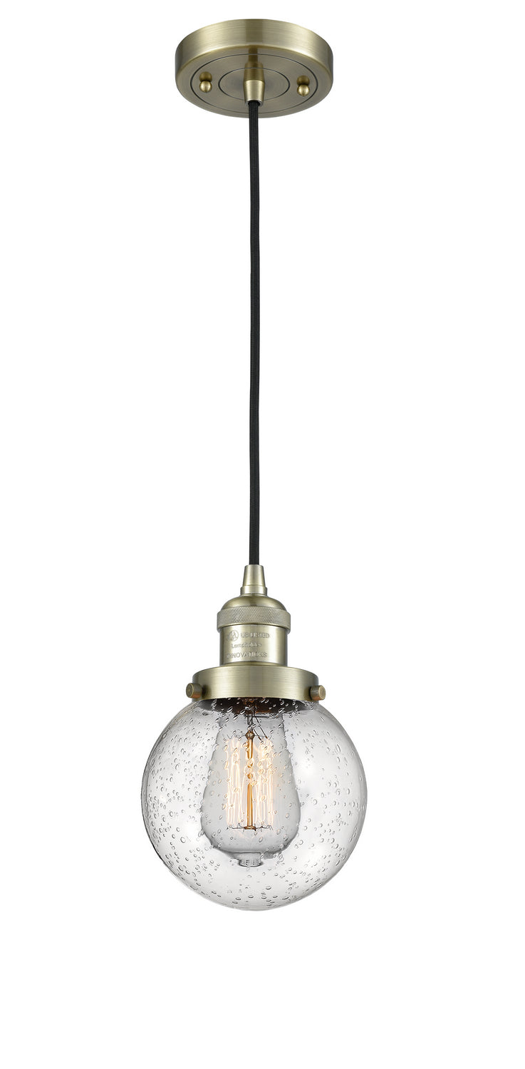 Innovations 201C-AB-G204-6 One Light Mini Pendant, Antique Brass