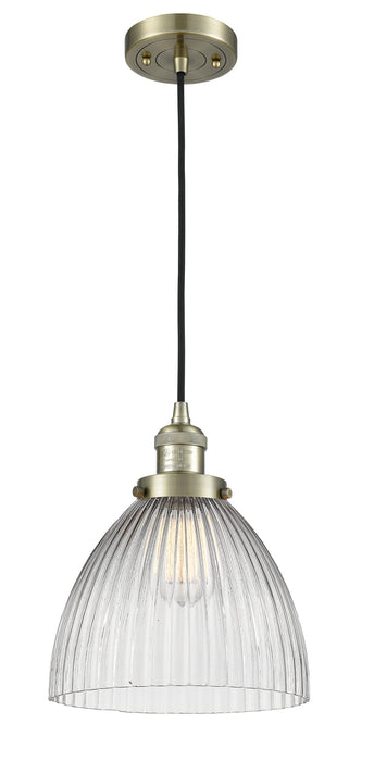 Innovations 201C-AB-G222 One Light Mini Pendant, Antique Brass
