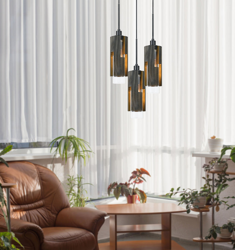 Cal Lighting FX-3641-3 Three Light Chandelier, Wood