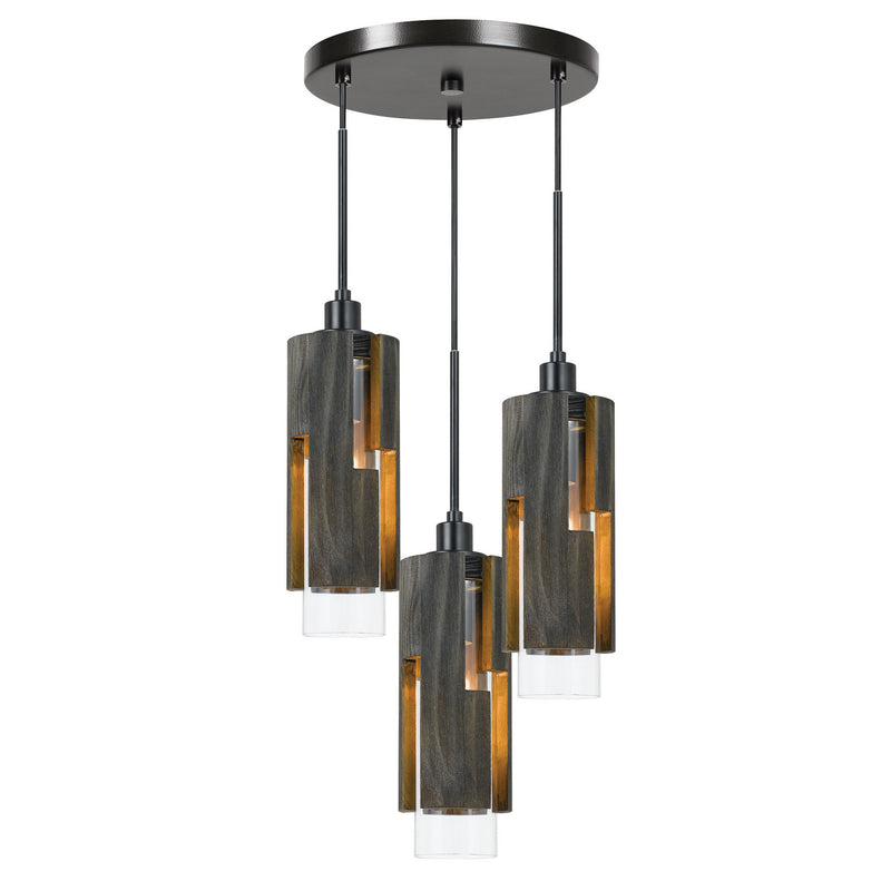 Cal Lighting FX-3641-3 Three Light Chandelier, Wood