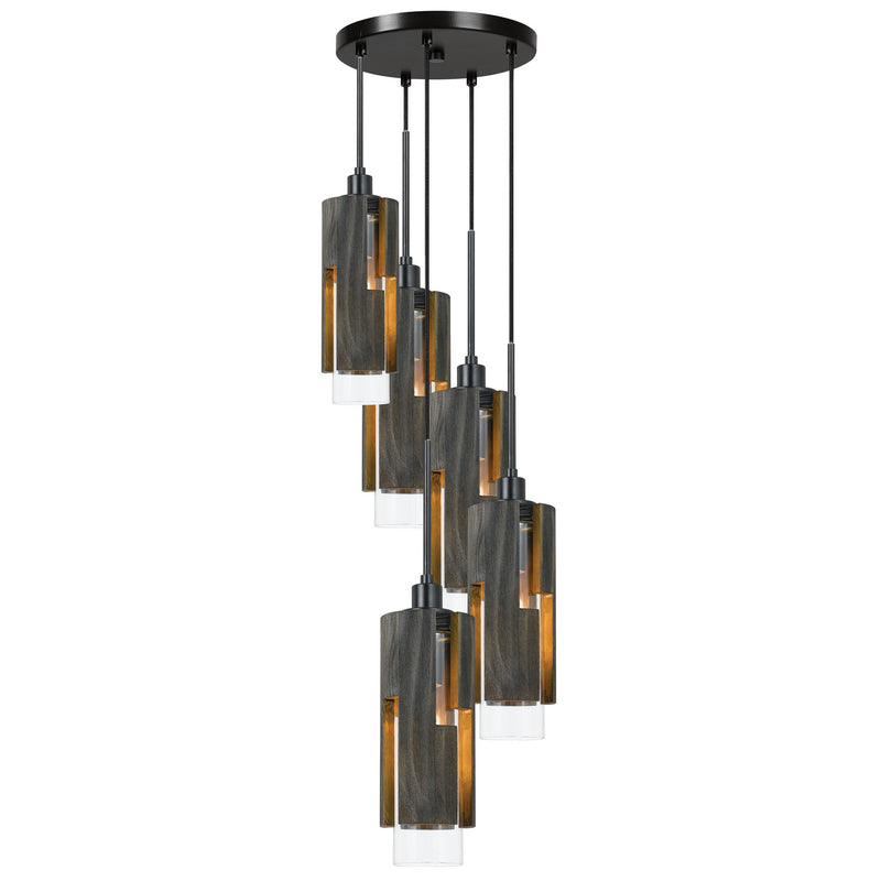 Cal Lighting FX-3641-5 Five Light Chandelier, Wood