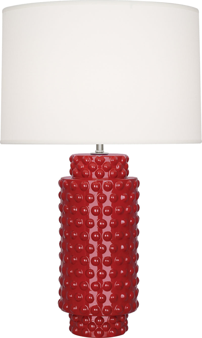 Robert Abbey RR800 One Light Table Lamp, Ruby Red Glazed Textured Ceramic