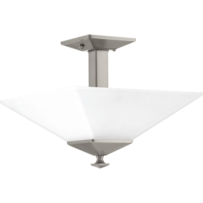 Progress Lighting P350107-009 Two Light Semi Flush Mount, Brushed Nickel