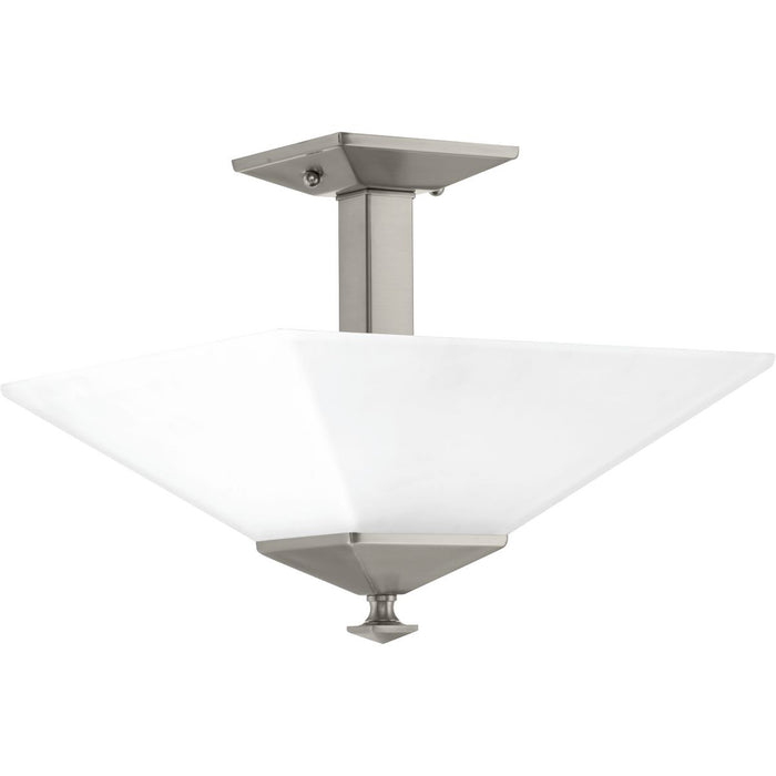 Progress Lighting P350107-009 Two Light Semi Flush Mount, Brushed Nickel