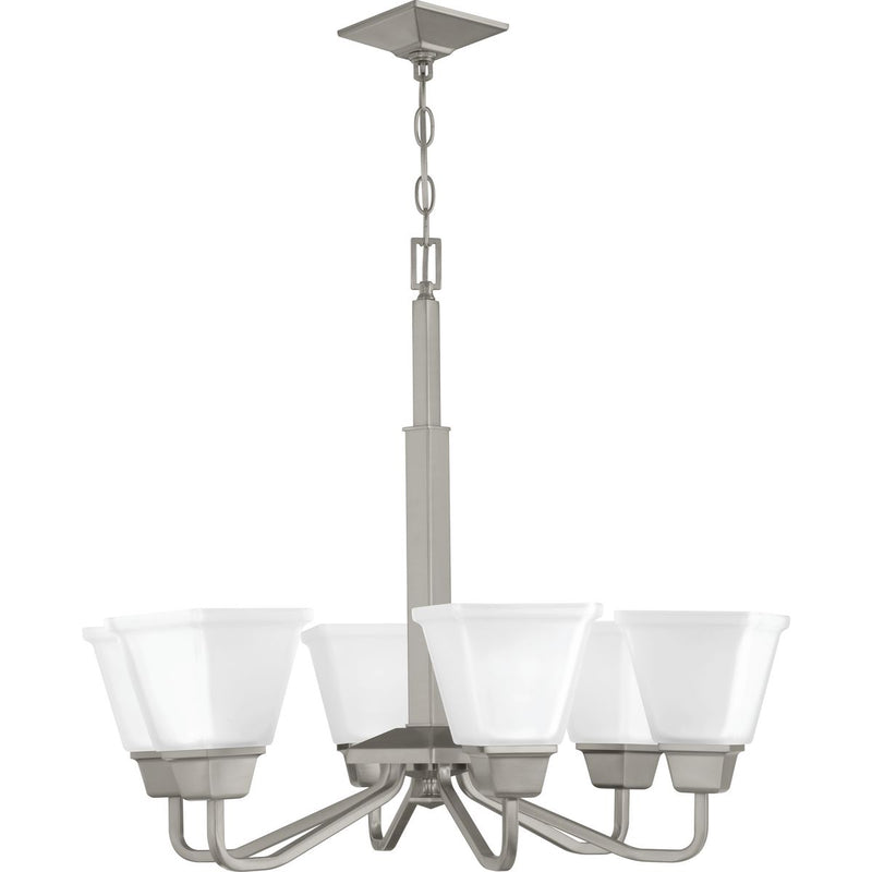 Progress Lighting P400119-009 Six Light Chandelier, Brushed Nickel