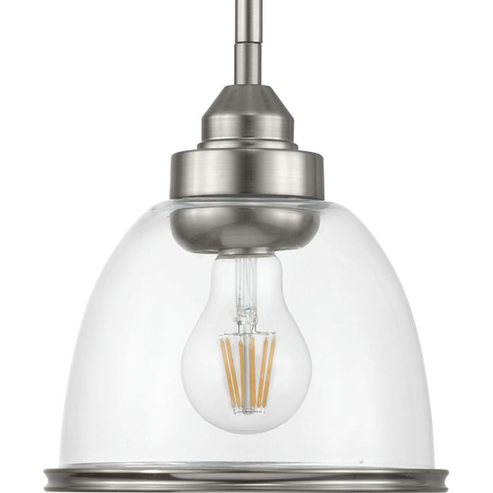 Progress Lighting P500137-009 One Light Mini-Pendant, Brushed Nickel