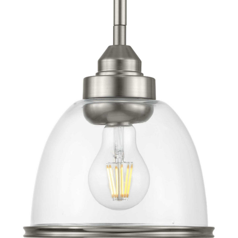 Progress Lighting P500137-009 One Light Mini-Pendant, Brushed Nickel