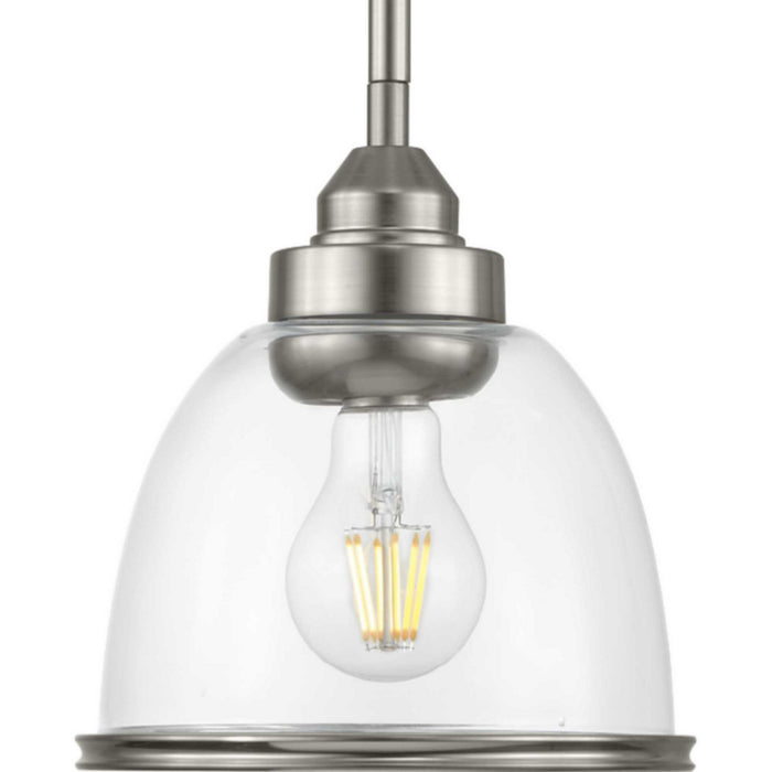 Progress Lighting P500137-009 One Light Mini-Pendant, Brushed Nickel