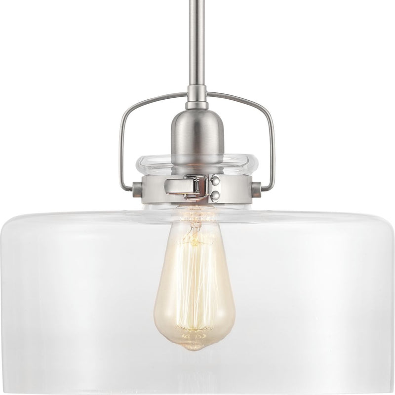 Progress Lighting P500152-009 One Light Pendant, Brushed Nickel