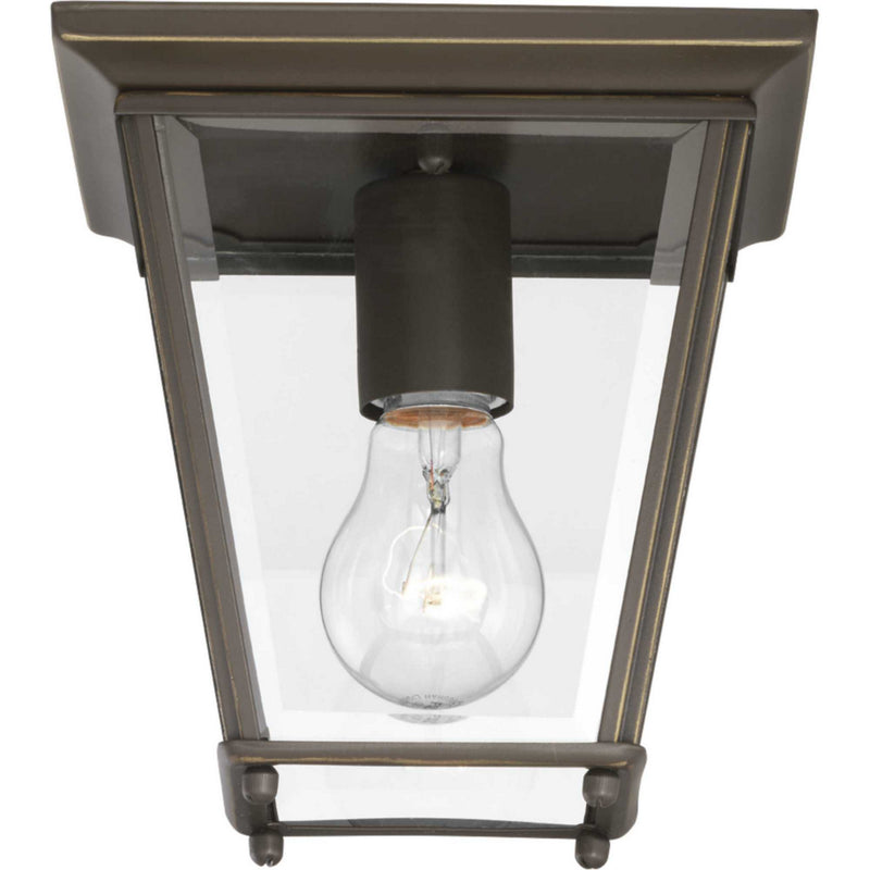 Progress Lighting P550035-020 One Light Outdoor Flush Mount, Antique Bronze