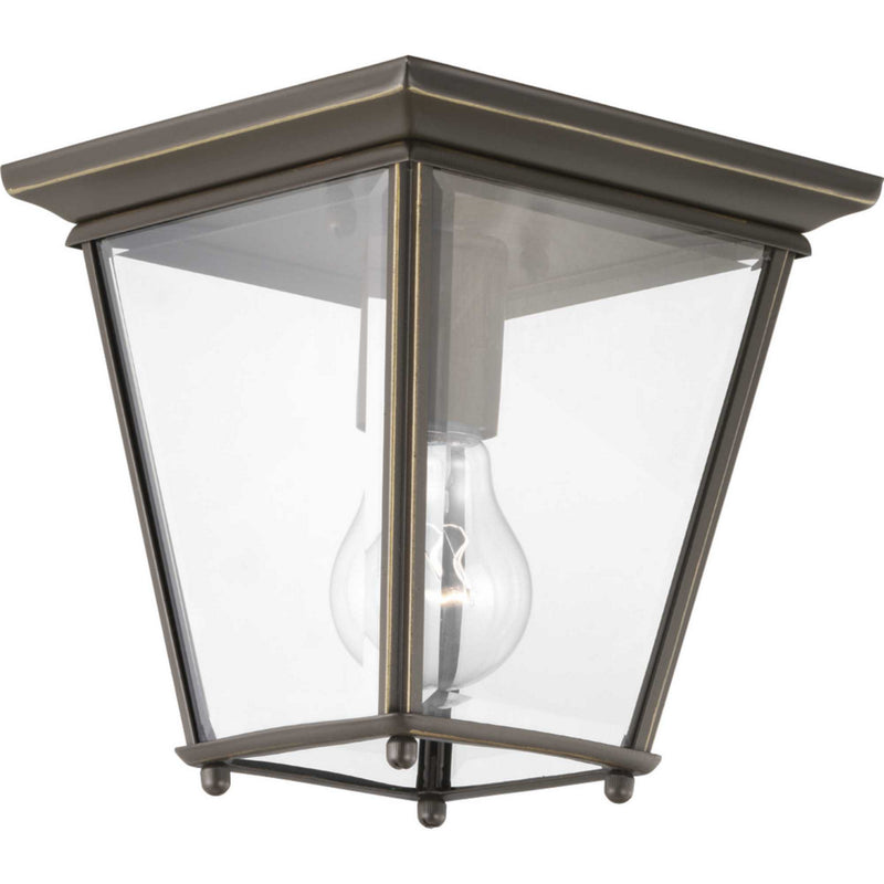 Progress Lighting P550035-020 One Light Outdoor Flush Mount, Antique Bronze