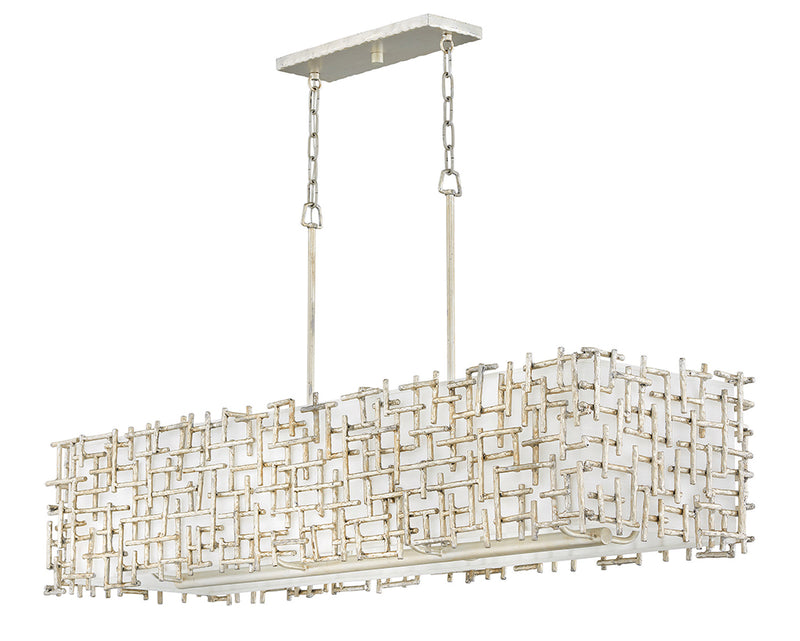 Fredrick Ramond FR33105SLF LED Linear Chandelier, Silver Leaf