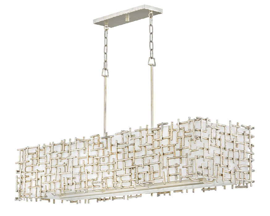 Fredrick Ramond FR33105SLF LED Linear Chandelier, Silver Leaf