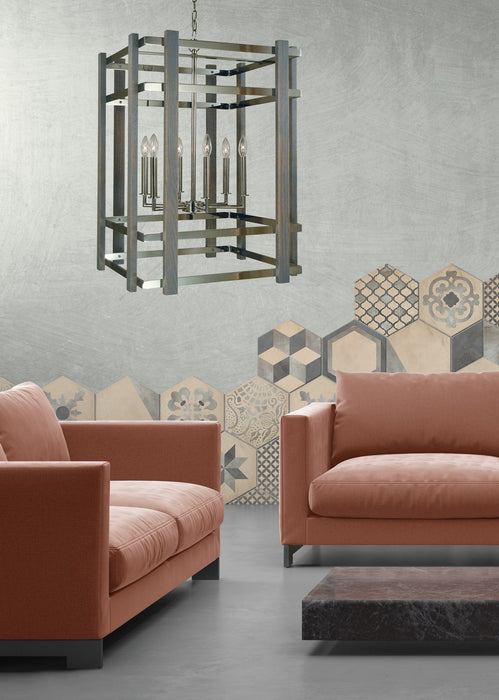 Framburg 5264 PN Six Light Chandelier, Polished Nickel