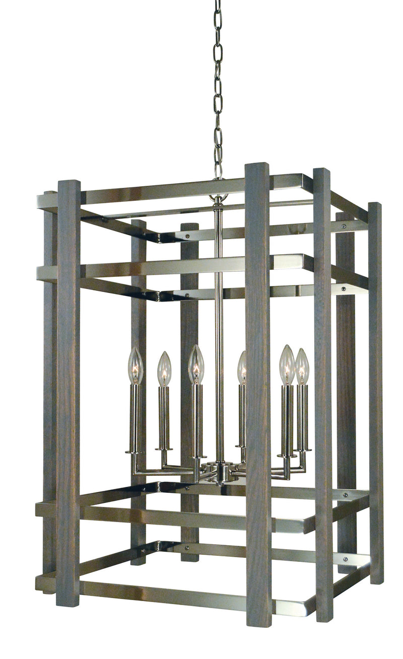 Framburg 5264 PN Six Light Chandelier, Polished Nickel