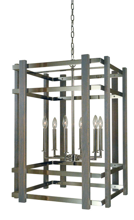 Framburg 5264 PN Six Light Chandelier, Polished Nickel