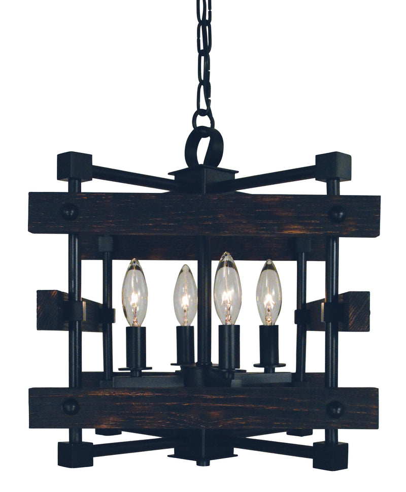 Framburg 5270 MBLACK Four Light Chandelier, Matte Black