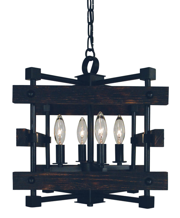 Framburg 5270 MBLACK Four Light Chandelier, Matte Black