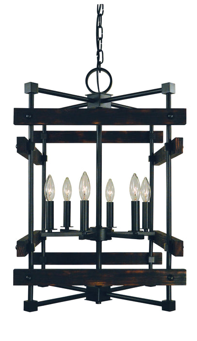 Framburg 5276 MBLACK Six Light Chandelier, Matte Black