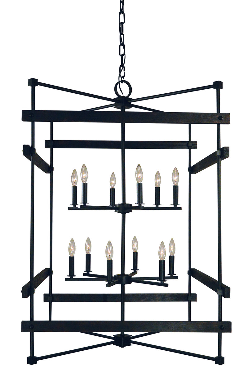 Framburg 5278 MBLACK 12 Light Foyer Chandelier, Matte Black