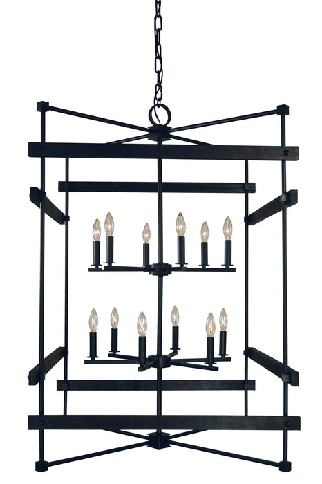 Framburg 5278 MBLACK 12 Light Foyer Chandelier, Matte Black