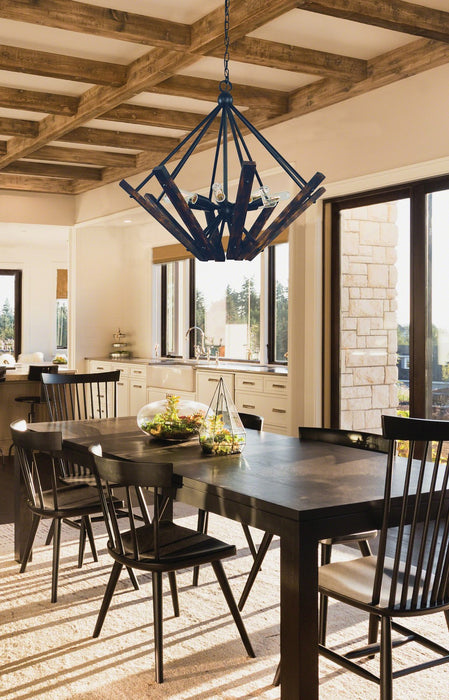 Framburg 5288 MBLACK Eight Light Chandelier, Matte Black