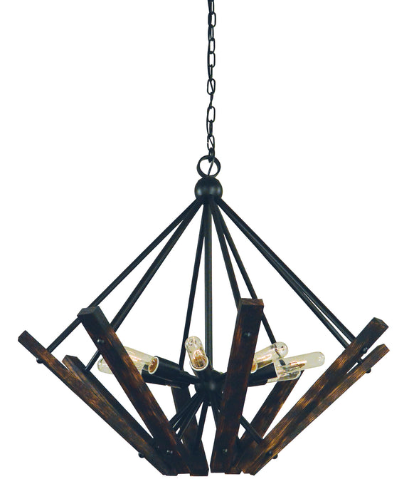 Framburg 5288 MBLACK Eight Light Chandelier, Matte Black