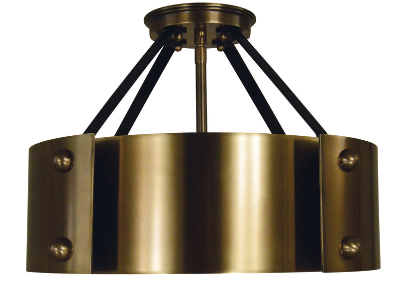 Framburg 5290 AB/MBLACK Six Light Flush /Semi Flush Mount, Antique Brass w/Matte Black
