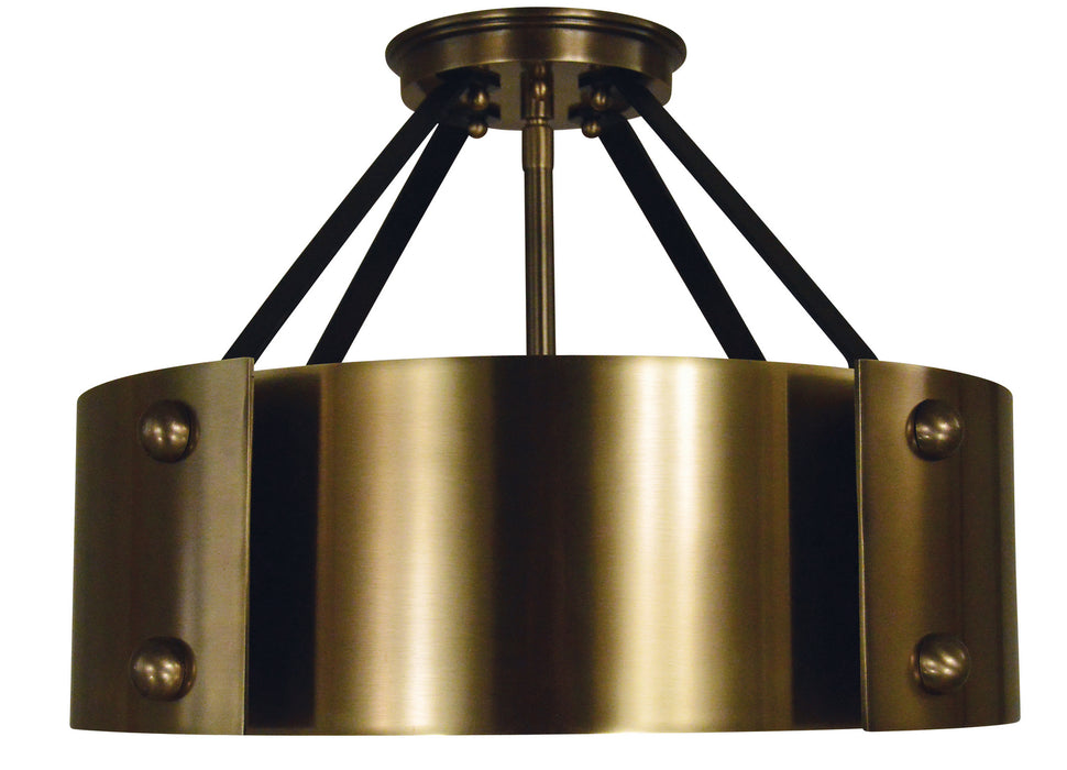 Framburg 5290 AB/MBLACK Six Light Flush /Semi Flush Mount, Antique Brass w/Matte Black