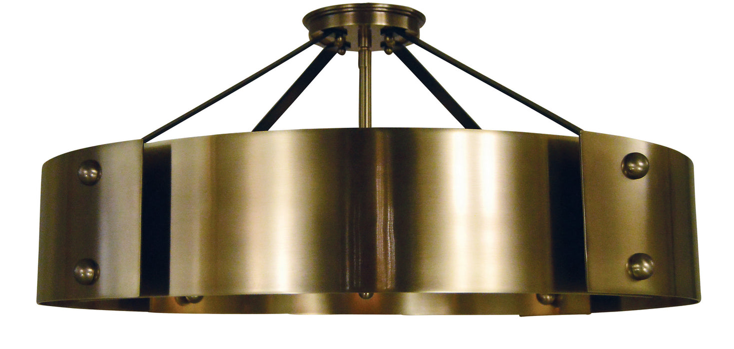 Framburg 5292 AB/MBLACK Eight Light Semi-Flush Mount, Antique Brass w/Matte Black