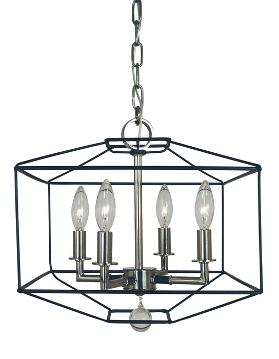 Framburg 5304 PN/MBLACK Four Light Dual Mount Chandelier, Polished Nickel w/Matte Black