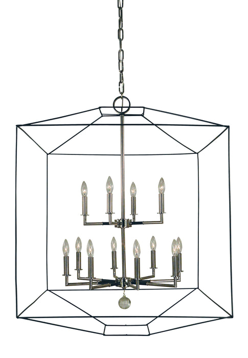 Framburg 5308 PN/MBLACK 12 Light Chandelier, Polished Nickel w/Matte Black